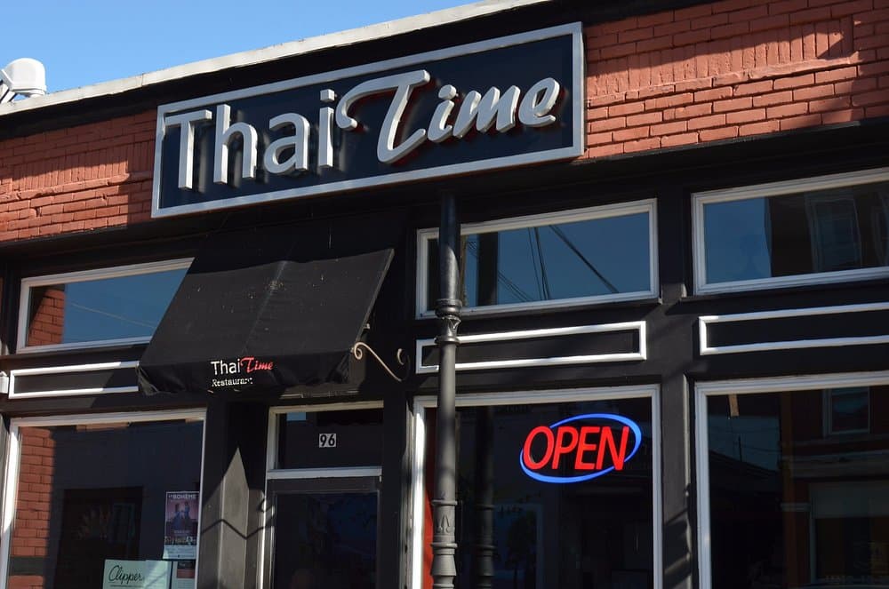 Thai Time restaurant exterior on Front Street, Binghamton